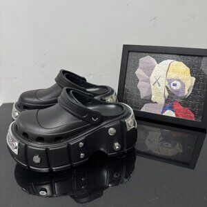 Balenciaga women's black platform crocs sandals